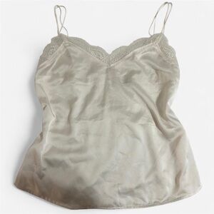 Silk cami with lace details and adjustable straps